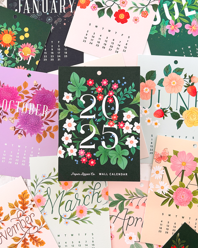 2025 Illustrated Wall Calendar: Floral Symphony