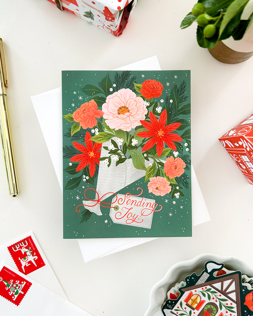 Poinsettia Bouquet Holiday Card