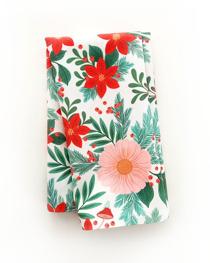 Poinsettia Bouquet Tea Towel